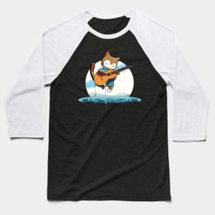 Anime Cat Playing Guitar Baseball T-Shirt